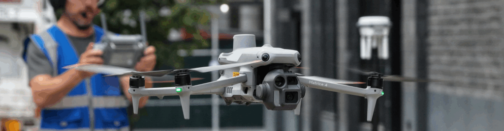 FAA-certified drone inspection team operating UAV on-site in New York City